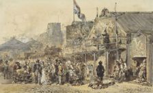 Fair in Leeuwarden, the Oldenhove in the distance, 1853. Creator: Herman Frederik Carel Ten Kate