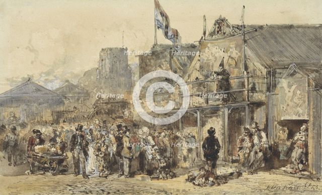 Fair in Leeuwarden, the Oldenhove in the distance, 1853. Creator: Herman Frederik Carel Ten Kate.