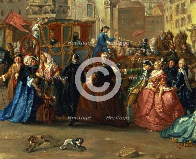 Fair of Madrid, barley market, detail of an oil by Manuel de la Cruz.