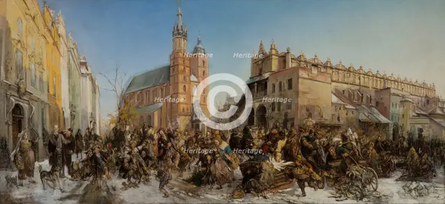 Fair on the Main Market Square in Krakow, between 1875-1880. Creator: Hippolyte Lipinski.