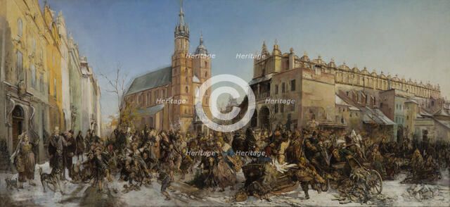 Fair on the Main Market Square in Krakow, between 1875-1880. Creator: Hippolyte Lipinski.