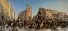 Fair on the Main Market Square in Krakow, between 1875-1880. Creator: Hippolyte Lipinski