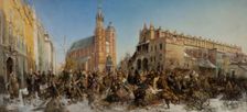 Fair on the Main Market Square in Krakow, between 1875-1880. Creator: Hippolyte Lipinski