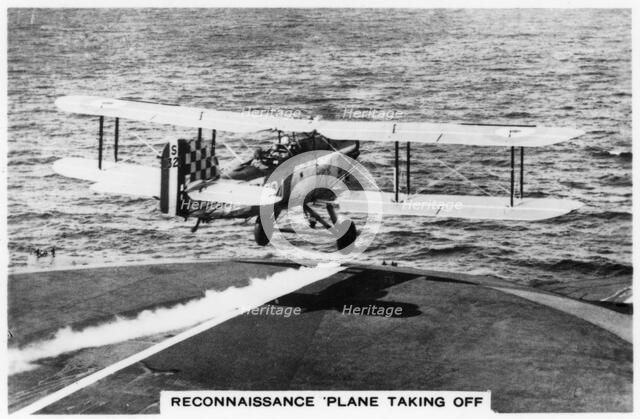 Fairey III F reconnaissance plane taking of from the aircraft carrier HMS 'Courageous', 1937. Artist: Unknown