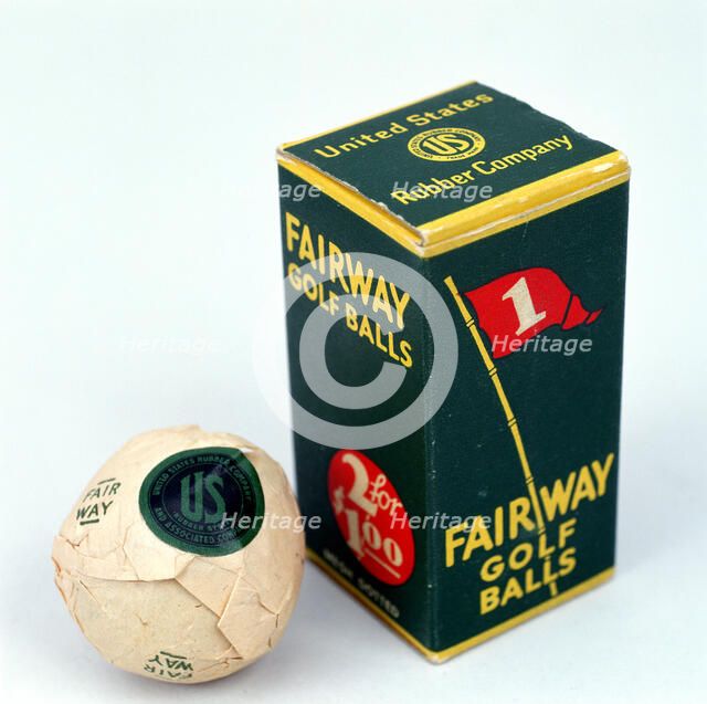 Fairway golf ball and box, c1910s. Artist: Unknown
