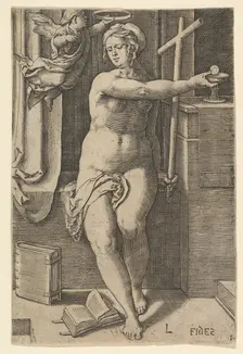 Faith (Fides), from the series The Seven Virtues, 1530. Creator: Lucas van Leyden
