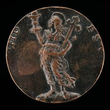 Faith Holding a Chalice with a Wafer and a Cross [reverse], c. 1497. Creator: Unknown