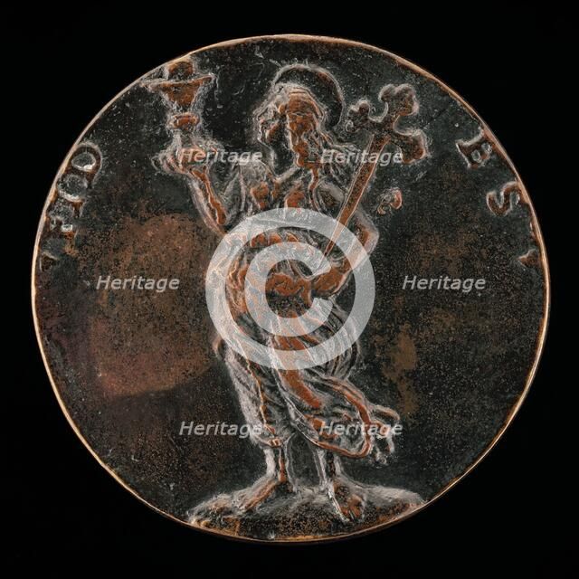 Faith Holding a Chalice with a Wafer and a Cross [reverse], c. 1497. Creator: Unknown.