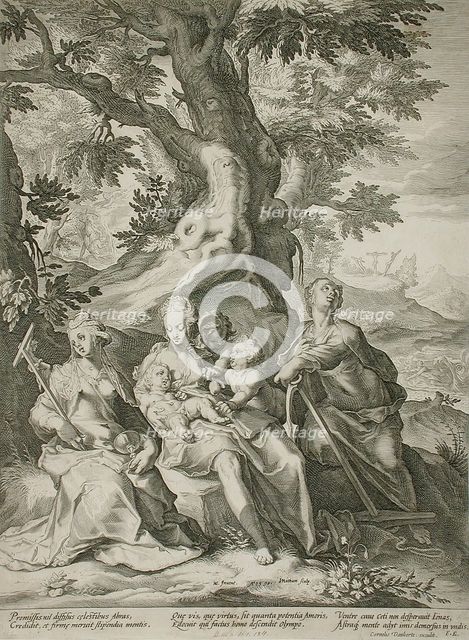 Faith, Hope, and Charity, 1590. Creator: Jacob Matham.