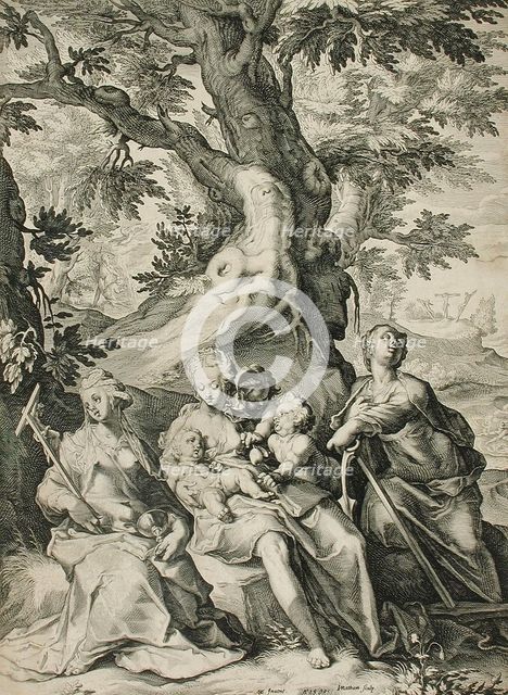 Faith, Hope, and Charity, 1590. Creator: Jacob Matham.