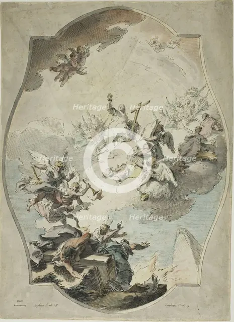 Faith Overcoming Heresy (recto); Tracing after Faith Overcoming Heresy (verso), 1779/91. Creator: Pietro Antonio Novelli.