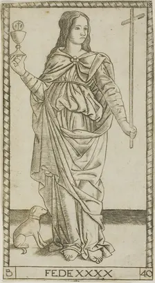 Faith, plate 40 from Genii and Virtues, 1470/80. Creator: Master of the S-Series Tarocchi