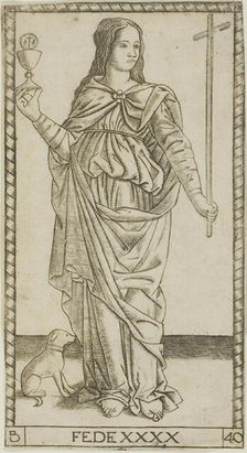 Faith, plate 40 from Genii and Virtues, 1470/80. Creator: Master of the S-Series Tarocchi