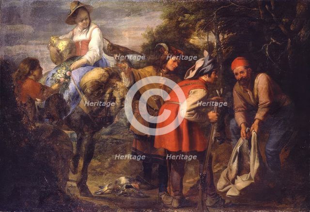 Falconers, 1st half of 17th century. Creator: Pieter Van der Plas.