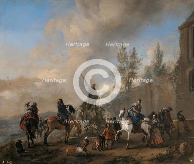 Falconers setting out on a Hunt, before 1665. Creator: Philip Wouverman.