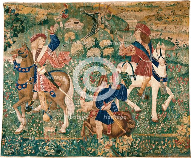 Falconry Scene, c. 1500. Artist: French master  