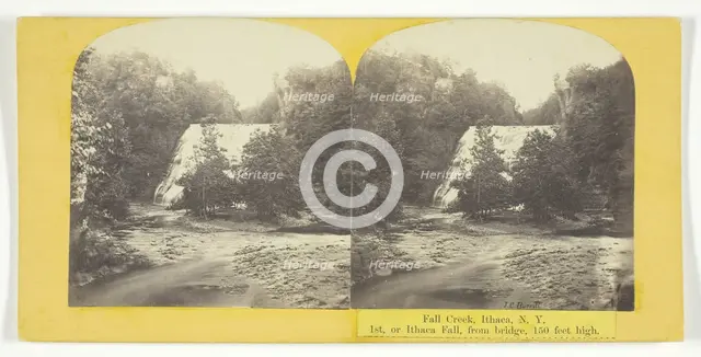 Fall Creek, Ithaca, N.Y. 1st, or Ithaca Fall, from bridge, 150 feet high, 1860/65. Creator: J. C. Burritt.
