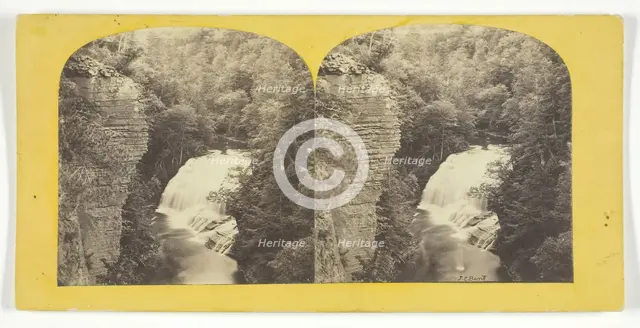 Fall Creek, Ithaca, N.Y. 2d, or Forest Fall, 60 feet high, from north bank, 1860/65. Creator: J. C. Burritt.