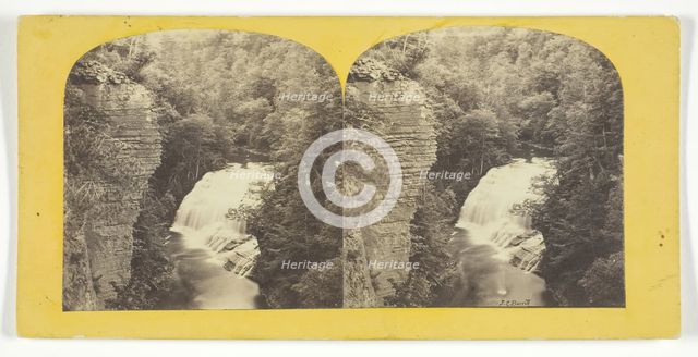 Fall Creek, Ithaca, N.Y. 2d, or Forest Fall, 60 feet high, from north bank, 1860/65. Creator: J. C. Burritt.