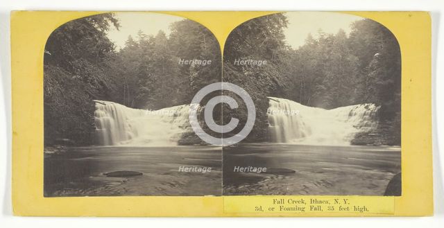 Fall Creek, Ithaca, N.Y. 3d. or Foaming Fall, 35 feet high, 1860/65. Creator: J. C. Burritt.