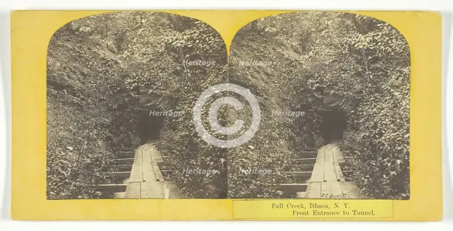 Fall Creek, Ithaca, N.Y. Front Entrance to Tunnel, 1860/65. Creator: J. C. Burritt.