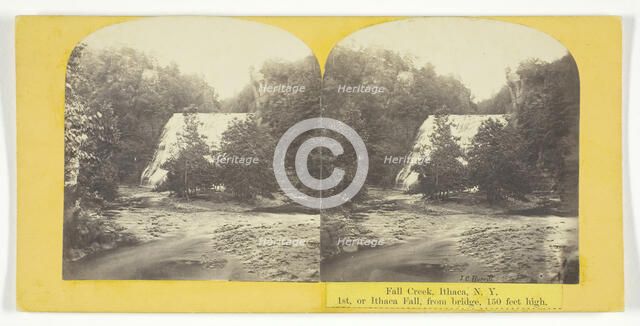 Fall Creek, Ithaca, N.Y. 1st, or Ithaca Fall, from bridge, 150 feet high, 1860/65. Creator: J. C. Burritt.