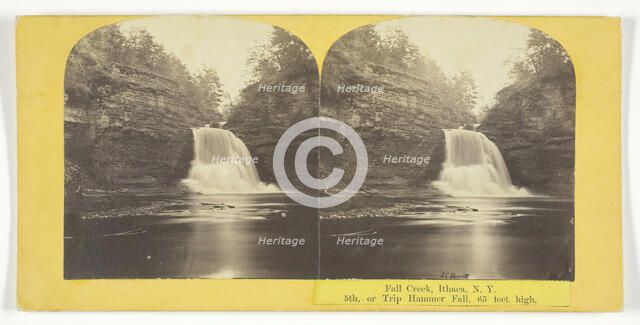 Fall Creek, Ithaca, N.Y. 5th, or Trip Hammer Fall, 65 feet high, 1860/65. Creator: J. C. Burritt.