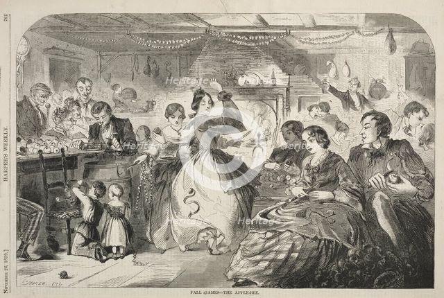 Fall Games - The Apple Bee, 1859. Creator: Winslow Homer (American, 1836-1910).
