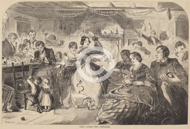 Fall Games - The Apple-Bee, published 1859. Creator: Winslow Homer.
