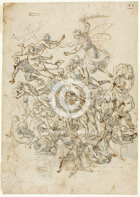 Fall of the Damned (recto); Sketches of Seated Saint John the Baptist (verso), n.d. Creator: Unknown.
