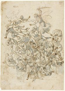 Fall of the Damned (recto); Sketches of Seated Saint John the Baptist (verso), n.d. Creator: Unknown