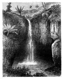 Fall of the river, Tondano, Indonesia, 19th century.Artist: Hubert Clerget