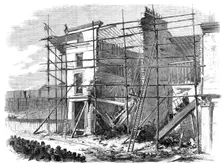 Fall of three houses in Amherst-road, Hackney, 1862. Creator: Unknown