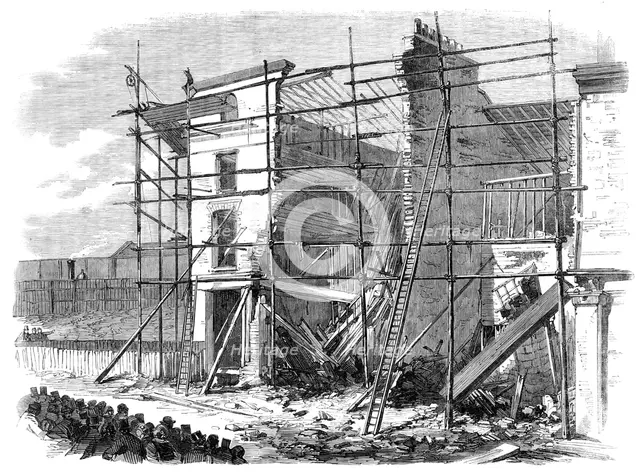Fall of three houses in Amherst-road, Hackney, 1862. Creator: Unknown.