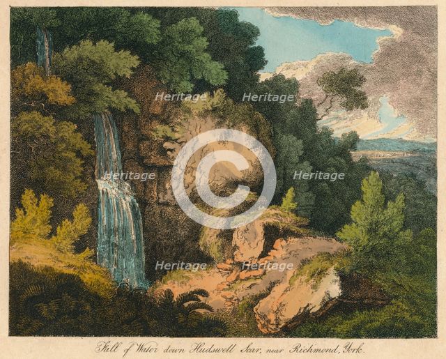 'Fall of Water down Hudswell Scar, near Richmond, York', 19th century? Creator: Unknown.