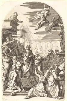 Fall of Simon the Magician, 1608/1611. Creator: Jacques Callot