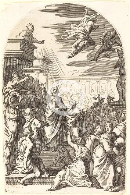 Fall of Simon the Magician, 1608/1611. Creator: Jacques Callot.