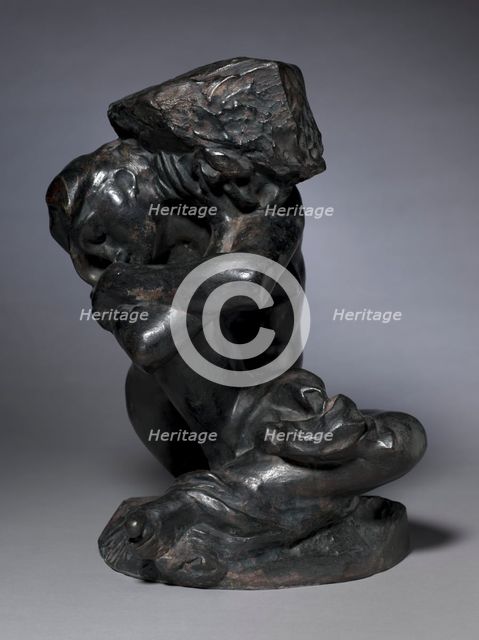 Fallen Caryatid Carrying Her Stone, 1880-1881(?). Creator: Auguste Rodin (French, 1840-1917).