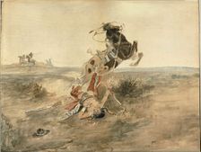 Fallen Indian Warrior, c.1886. Creator: Charles Marion Russell