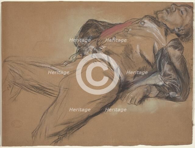 Fallen Jockey (study for "Scene from the Steeplechase: The Fallen Jockey"), c. 1866. Creator: Edgar Degas.