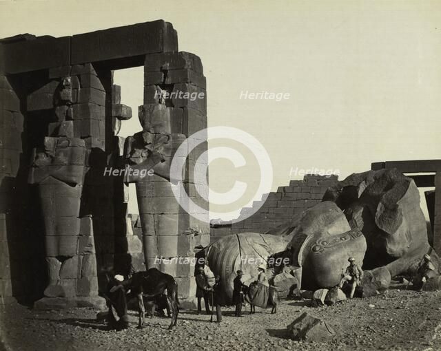 Fallen Statue at the Ramesseum, Thebes, 1857. Creator: Francis Frith (British, 1822-1898); William Mackenzie.