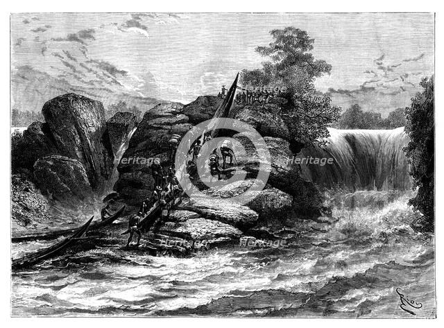 Falls at Booue, L'Ogooue, Gabon, 19th century.Artist: Coffinieres de Nordeck