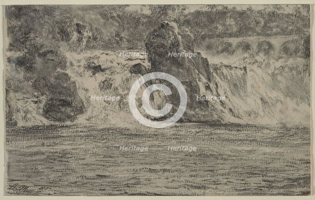 Falls of the Rhine at Schaffhausen (Rheinfall von Schaffhausen), 1885. Creator: Adolph von Menzel (German, 1815-1905).