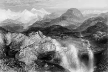 Falls near the Source of the Jumna 1838. Creator: George Francis White