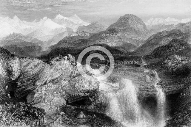 'Falls near the Source of the Jumna', 1838. Creator: George Francis White.