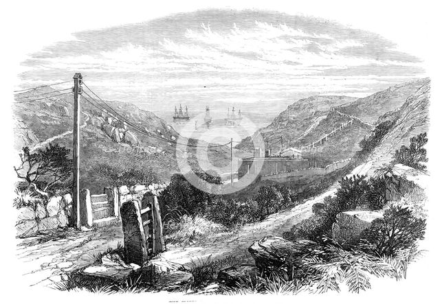 Falmouth, Gibraltar, and Mediterranean Telegraph: the cliffs at Porthcurnew Bay, Cornwall, 1870. Creator: Unknown.