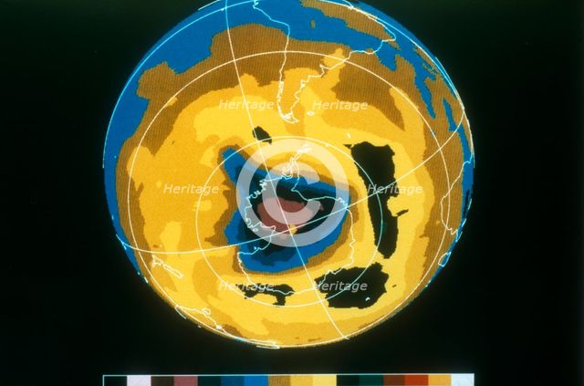 False colour image of Antarctic ozone hole, 30 November 1992. Creator: Unknown.