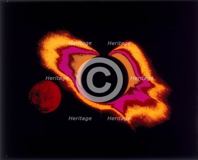 False colour photograph of the sun and the moon, c1970s. Creator: Unknown.
