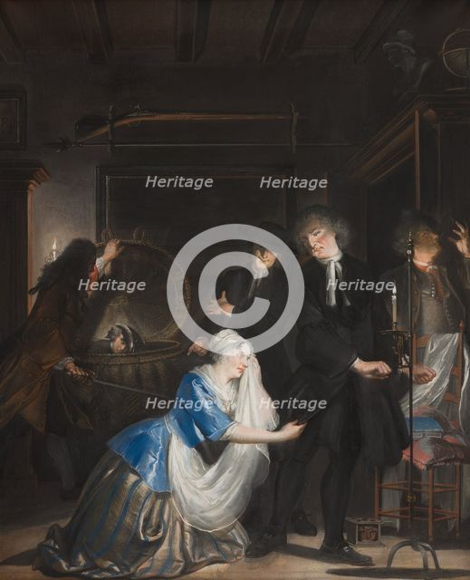 False Virtue Discovered: The Discovery of Volkert in the Laundry Basket, c1720-1750. Creator: Cornelis Troost.