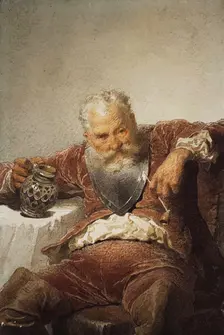 Falstaff with a Tankard of Wine and a Pipe, 1873. Creator: Zichy, Mihály (1827-1906)